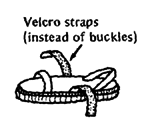 Veocro straps (instead of buckles)