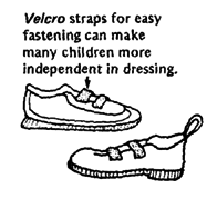 velcro straps for easy fastening make many children more independent in dressing.