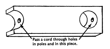 Pass a cord through holes in poles.