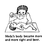 Meda's body became more and more tight and bent.