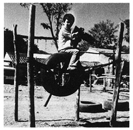 Bouncing tire hobby horse.