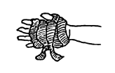 one child can wrap a strip of cloth around the other child's hand and fingers so that he has trouble moving his fingers.