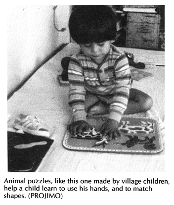 Animal puzzles help a child learn to use his hands, and to match shapes.