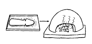 Put the plastic form on tray and into the hot oven.