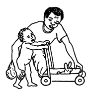 The added weight in the cart can help the child stand firmly.