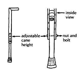 Adjustable metal tube cane