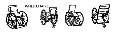 Models of wheelchairs commonly used in Africa.