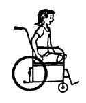 For leg amputees, rear wheels must be moved back to prevent tipping over backward.