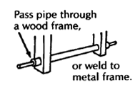 Pass pipe through a wood frame or weld to metal frame.