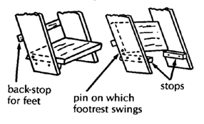 Removable or swing-away footrests (wood chair swing-away footrest)
