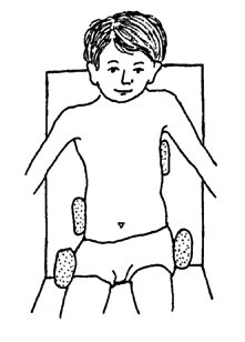 The child sits well in the adapted seat.