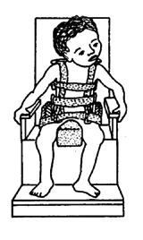 An 'H' harness is another way to help hold steady the body of a severely disabled child.