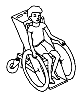 The AHRTAG wheelchair is built onto an ordinary child's wood chair.