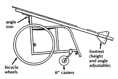 Wheelchair with lying board.