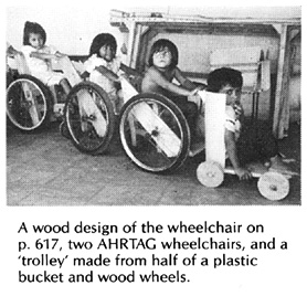 A wood design of the wheelchair.