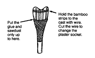 Use a shorter bamboo post so that the plaster socket can be replaced several times with new, smaller ones.
