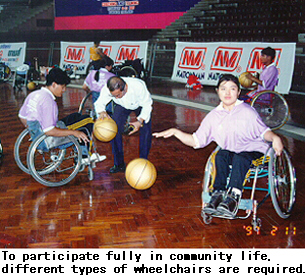 To participate fully in community life, different types of wheelchairs are required.