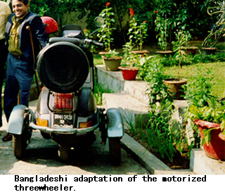 Bangladeshi adaptation of the motorized three-wheeler.