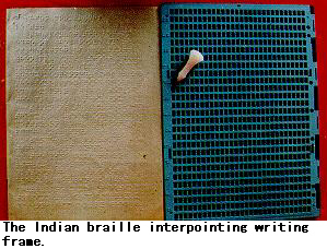 The Indian braille interpointing writing frame.