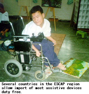 Several countries in the ESCAP region allow import of most assistive devices duty free.