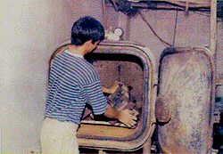 Placing the die in an autoclave.