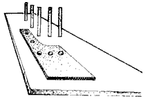 Two holes for the backrest and three holes for the seat on the sideboard.