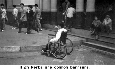 High kerbs are common barriers.