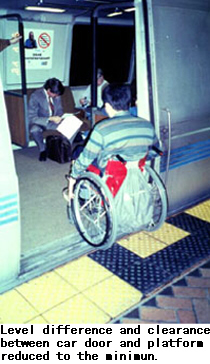 Level difference and clearance between car door and platform reduced to the minimum.