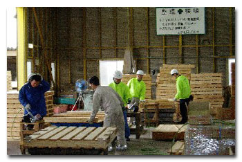 Members working in harmony at a welfare factory.