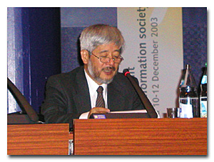 Picture of Mr. Kawamura at the WSIS