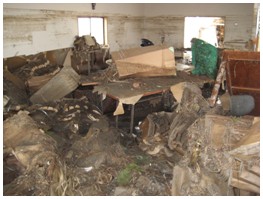 The room for activity of the center for persons with disabilities which is full of mud 