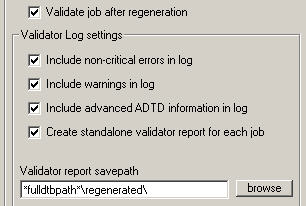 picture of the validator log settings area