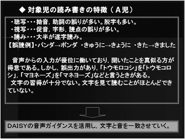 対象児の読み書きの特徴（Ａ児）