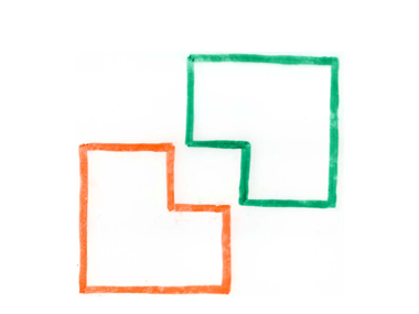色の違うペンで2つの図を重ねないで線を引く。