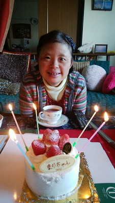 まりさんとお誕生日ケーキの写真