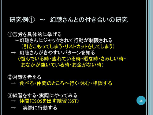 研究例＜１＞幻聴さんとの付き合いの研究