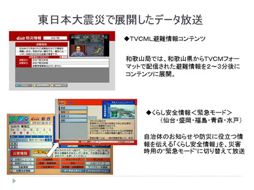 東日本大震災で展開したデータ放送