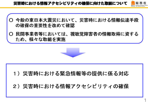 災害時における緊急情報等の提供に係る対応と災害時における情報アクセシビリティの確保