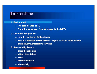 Talk outline