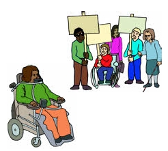 イメージ：プラカードを持つ障害のる人たち