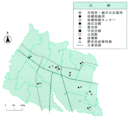 主な公共建築物分布図