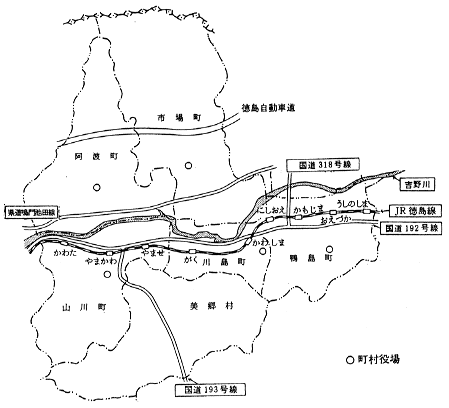 阿波麻植町村図