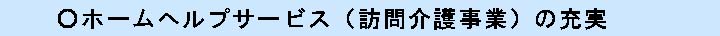 ホームヘルプサービス（訪間介護事業）の充実