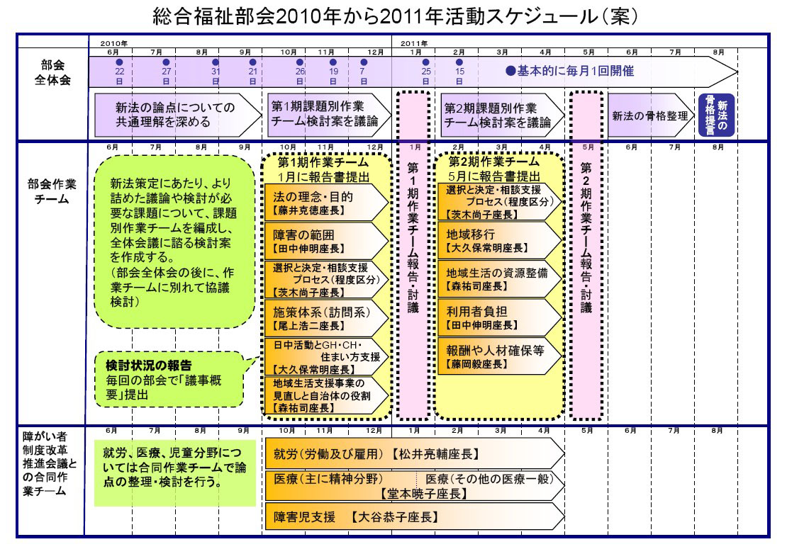 総合福祉部会2010年から2011年活動スケジュール（案）