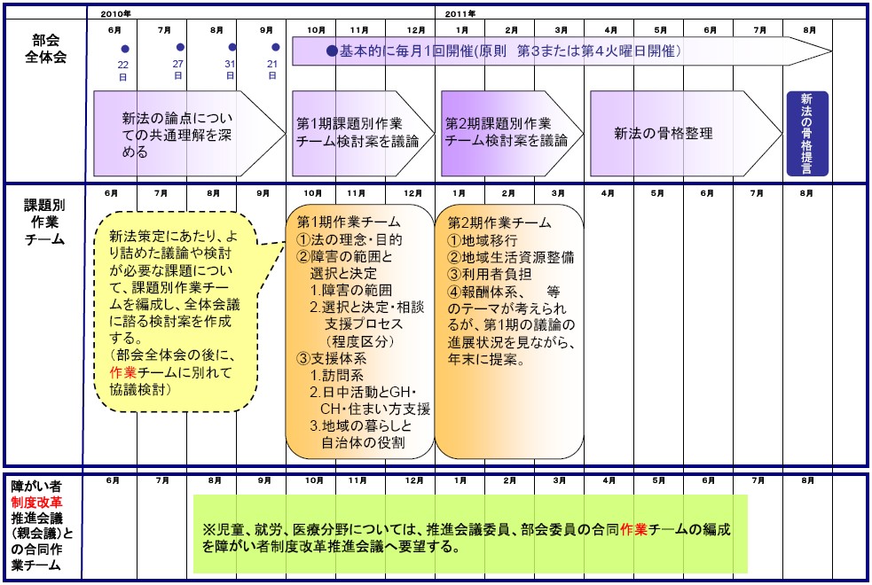 総合福祉部会2010年から2011年活動スケジュール（案）