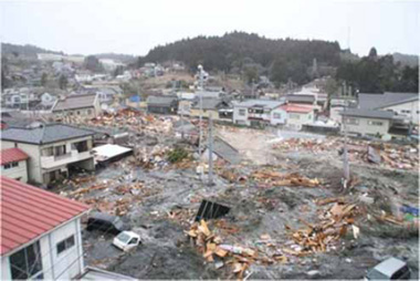 南三陸町役場防災対策庁舎屋上から北東方向を撮影