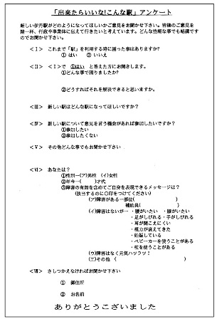 図　街頭で配布したアンケート用紙