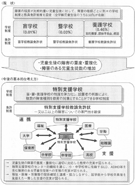 図　盲・聾・養護学校から特別支援学校へ（制度の弾力化）