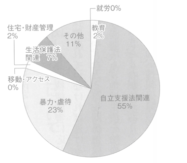 円グラフ　２０１０年度障害女性の相談内容の内訳