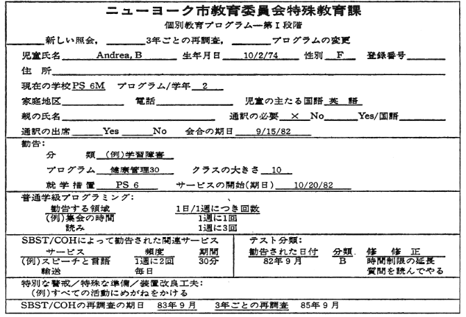 表２. ＩＥＰ１ページの内容